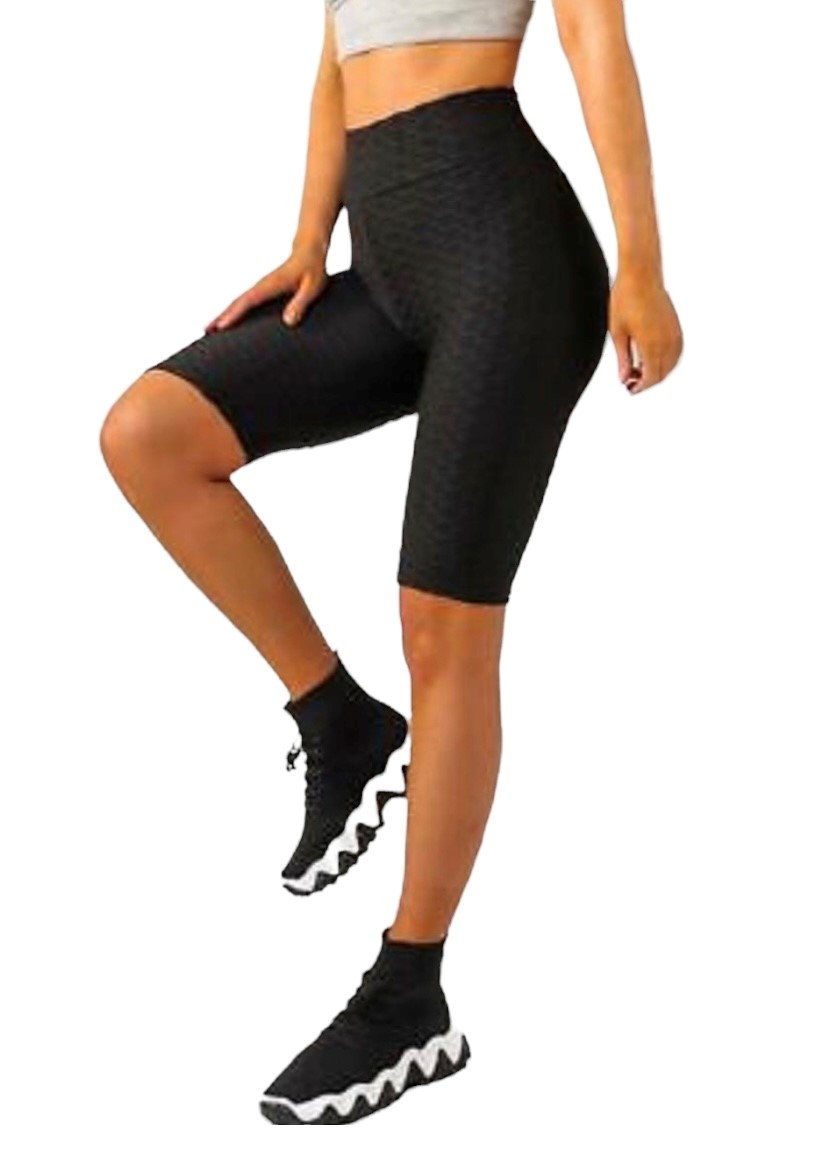 Black textured cycling shorts