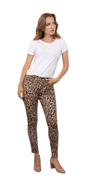 Mid Rise Leopard Print Skinny Jean