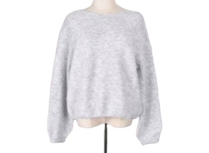 Wool Blend Sequin Bow Knit – ( Bubblegum Pink Or Pale Grey )1