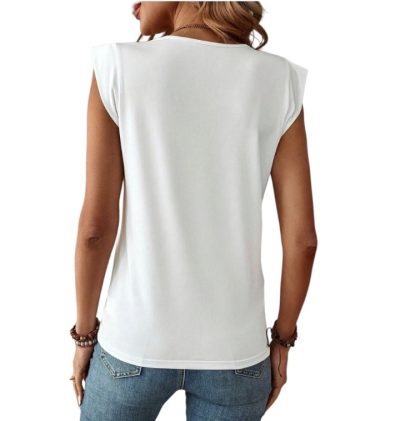 White Lace Detail Cap Sleeve Tee1